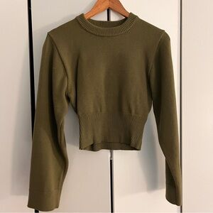 Zara Olive Ribbed Crop Top